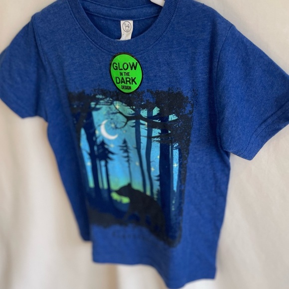 Rabbit Skins Glow In The Dark Blue T Shirt “Gatlinburg” Forest/bear Boys Size 3 - Picture 4 of 7